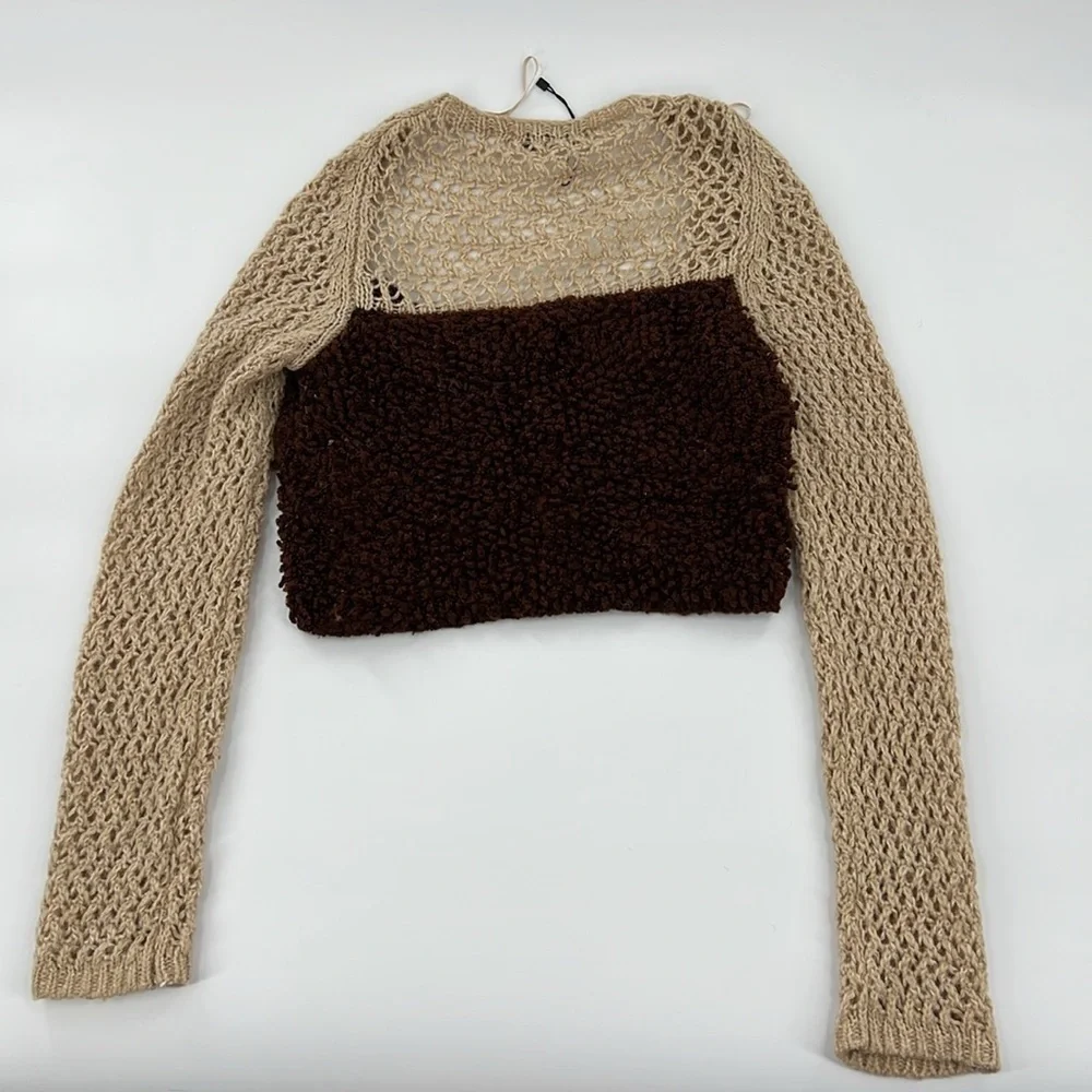 Zara sweater crop knit wool blend dainty fairy ethereal natural grunge Sz M NWOT
